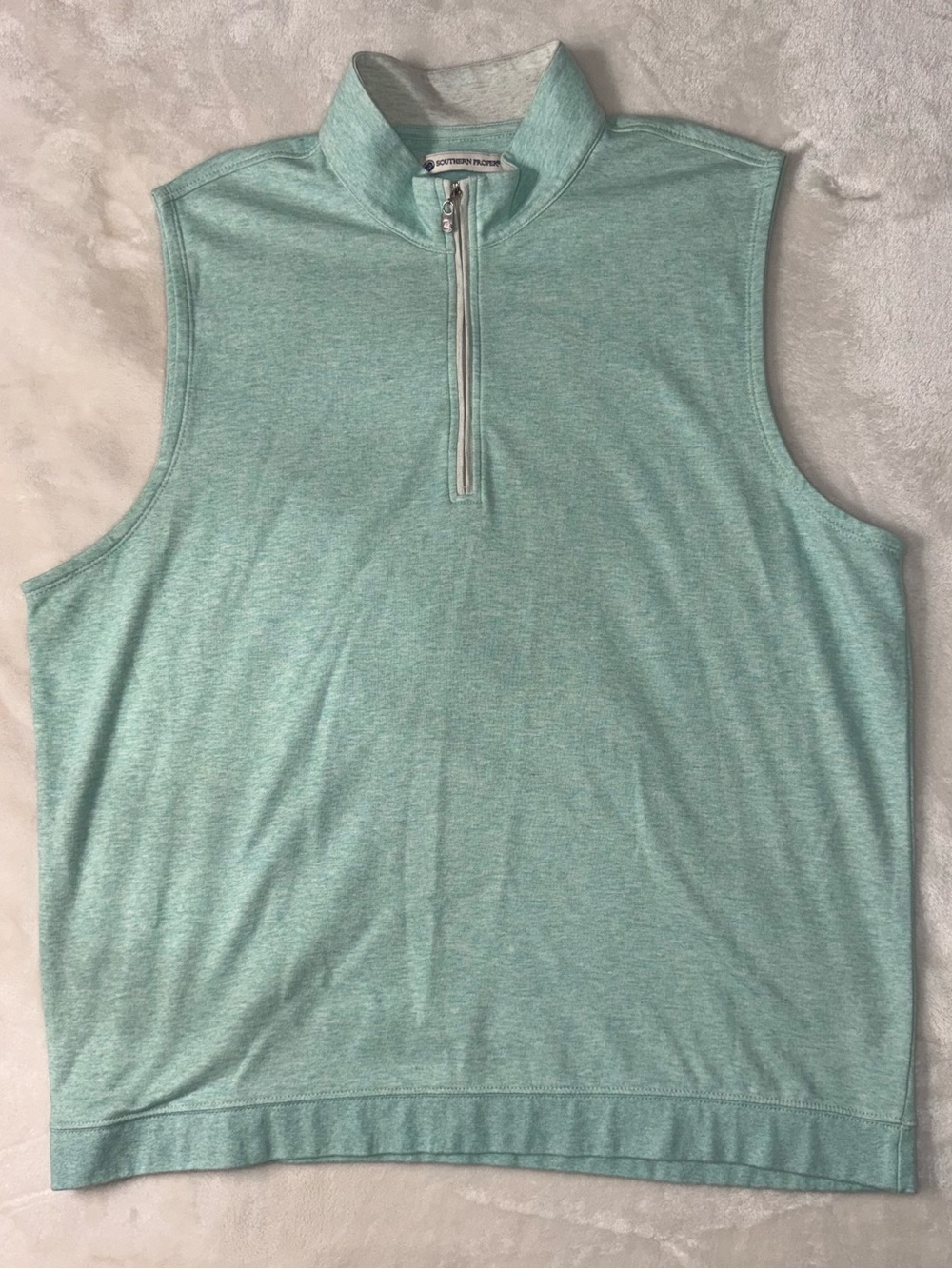 Southern Proper Canal Pullover Sleeveless Quarter-Zip Vest-Mint Green